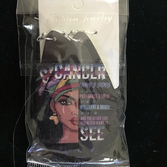 Melanin-Skin Inspired Astrology Sign Cancer Fashion Earrings - Picture 2 of 3